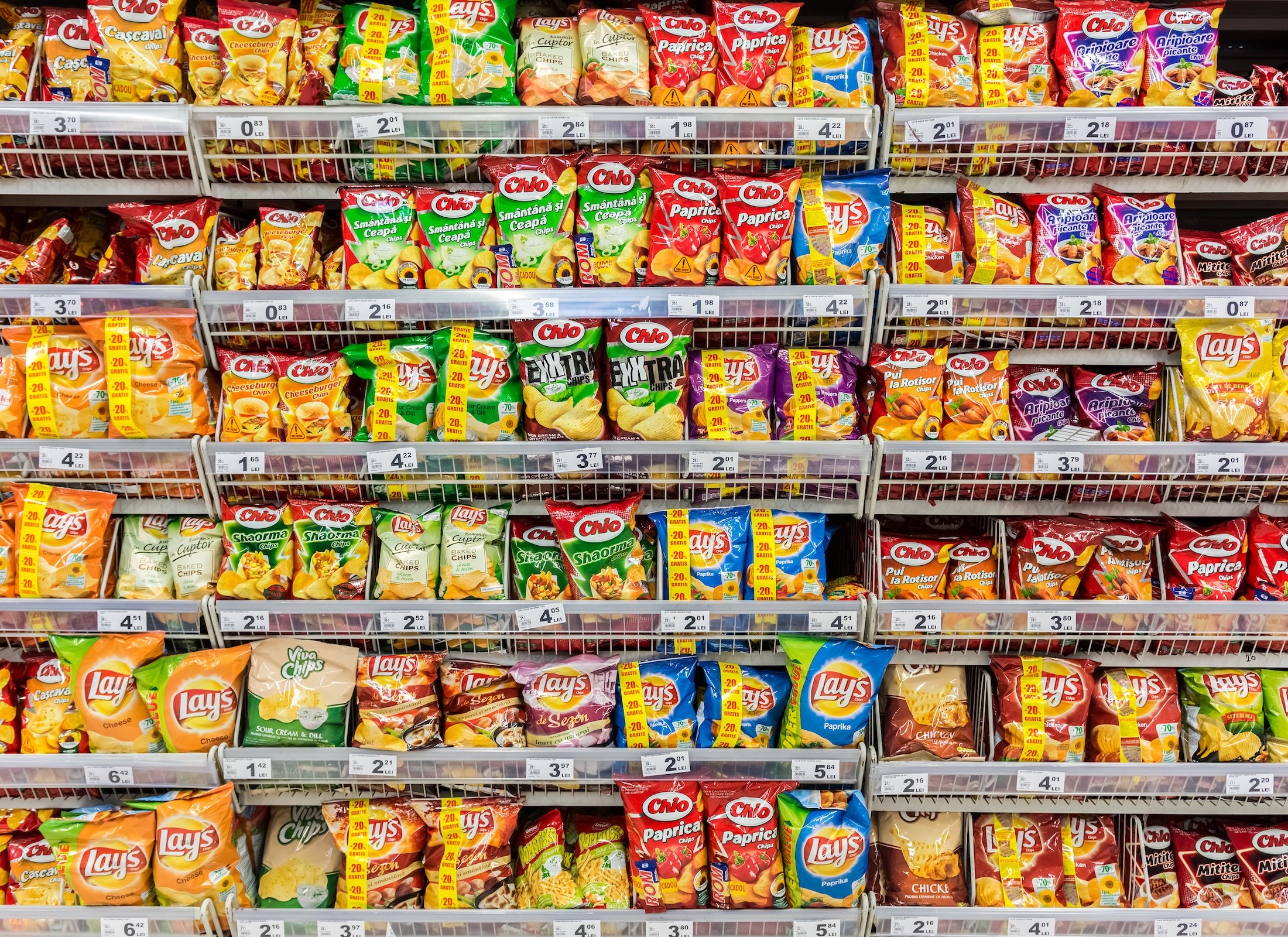 Crisps in a supermarket 