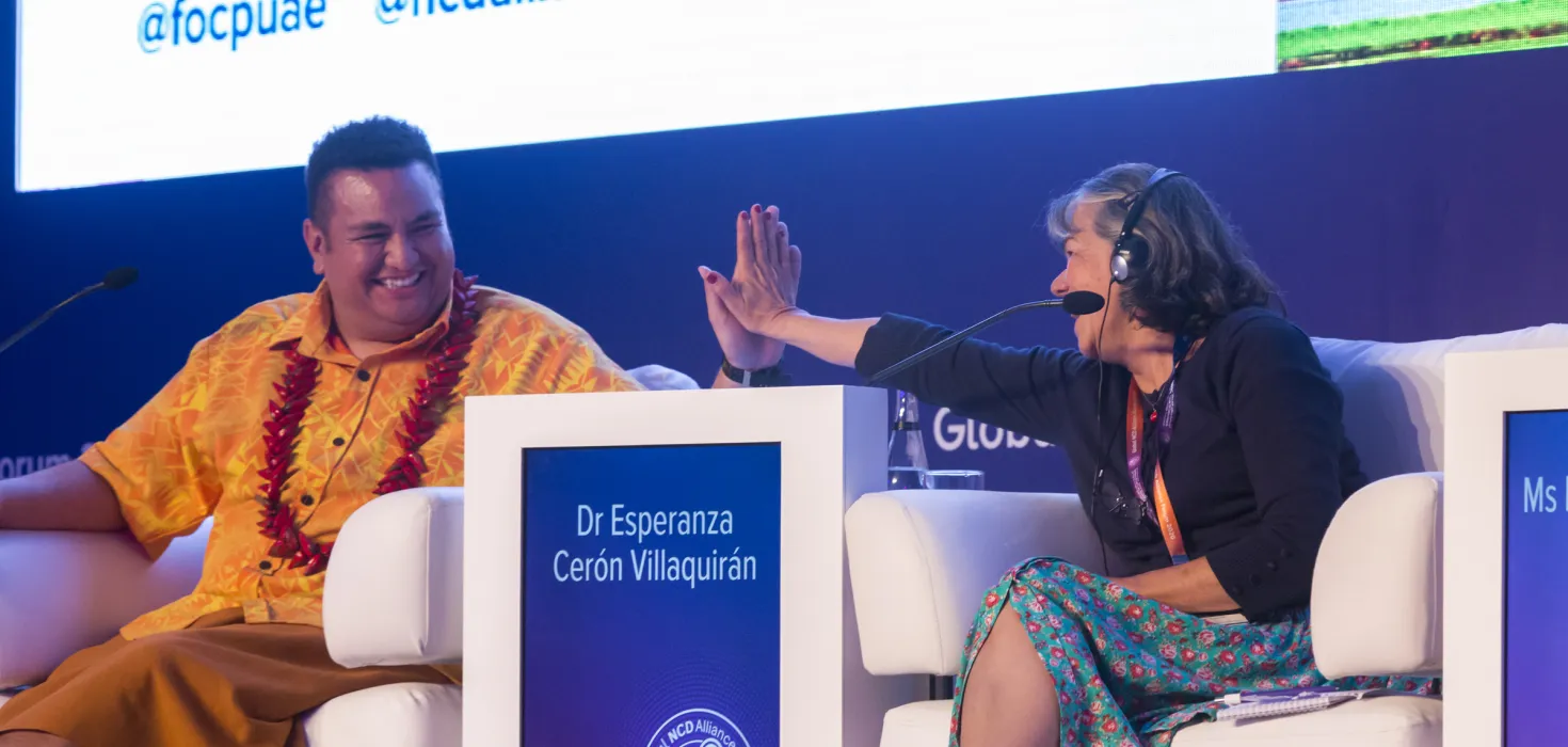 Panelists Fale Andrew Lesā and Dr. Esperanza Cerón Villaquirán at the Global NCD Alliance Forum 2020