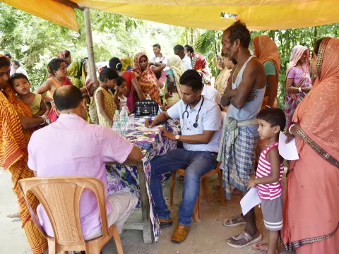 Rural doctor visiting a village in India 