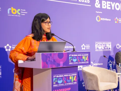 woman from asia speak on a panel