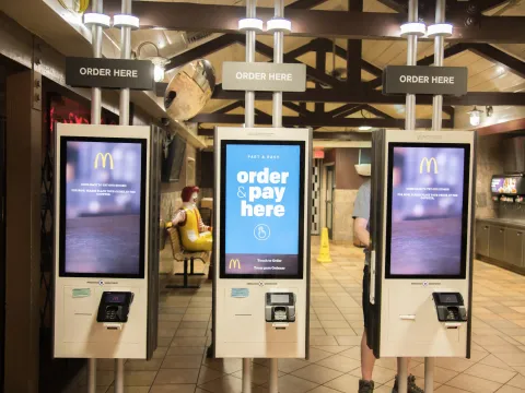 Mcdonalds payment terminals in one of the franchises's restaurants 