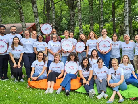 NCDA team smiling for photo in Chamonix