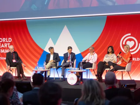 NCDA CEO Katie Dain speaking at a panel moderated by the editor-in-chief of the Lancet Richard Horton