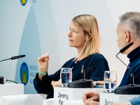 Katie Dain speaking at a WHS2025 event organised by BMG