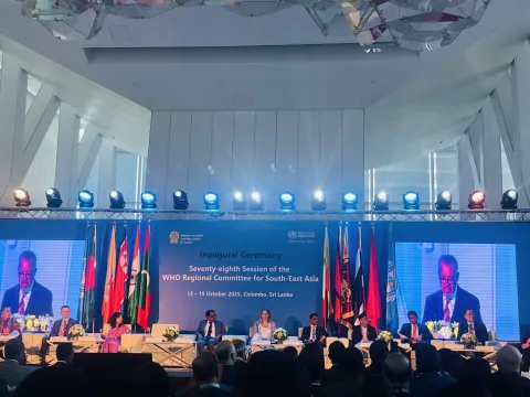 WHO Director-General Dr Tedros speaking at the inaugural ceremony of the 78th WHO Regional Committee for South East Asia.