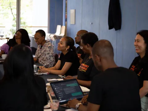 Woman advocate attending workshop in new york