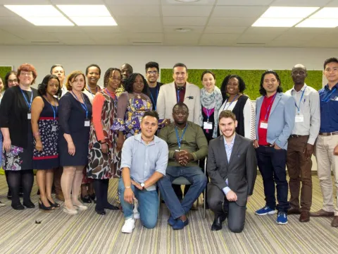 'Family photo' from the Our Views Our Voices training of people living with NCDs, ahead of the 71st World Health Assembly.