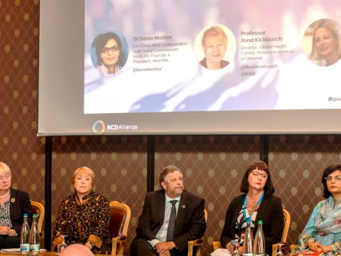 Photo of members of the High-Level Commission on NCDs at the NCDA event, ENOUGH, on 21 May.