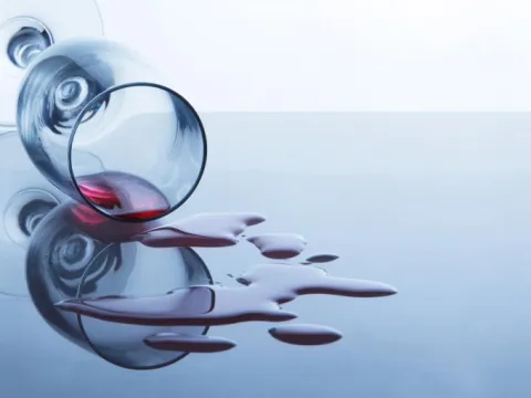 Spilled wine glass
