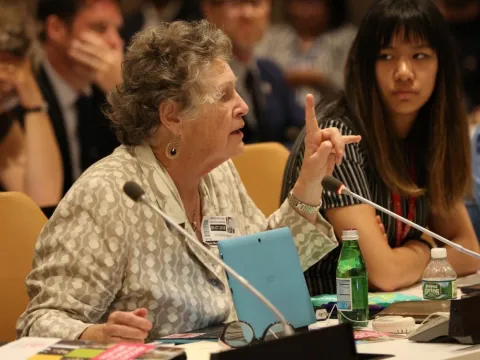 Vicki Pinkey Atkinson speaks at UN Interactive Hearing on NCDs in New York, July 2018.