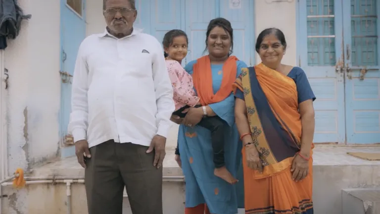 Indian family, still from 'A community cure' from Facing Forward video series