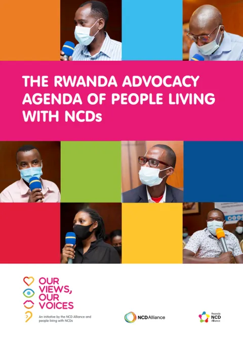 Rwanda Advoacy Agenda Cover with people living with NCDs in masks