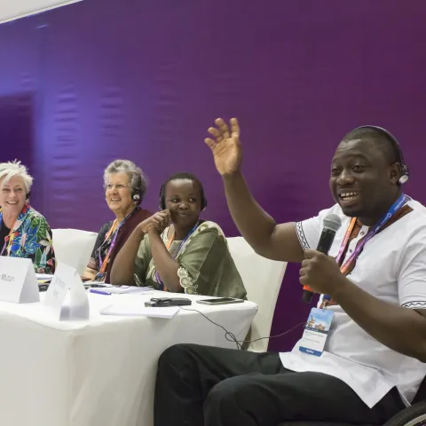 NCD advocate Christopher Agbega speaks at the OVOV session at the Global NCD Alliance Forum 2020